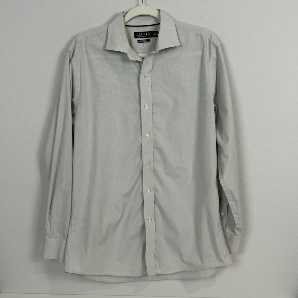 Lauren Ralph Lauren Black Label Beige Plaid Slim Fit Shirt 16.5
